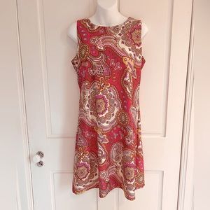 Jude Connally Beth Dress Size Medium Chloe Paisley Pink Orange Sleeveless Sheath